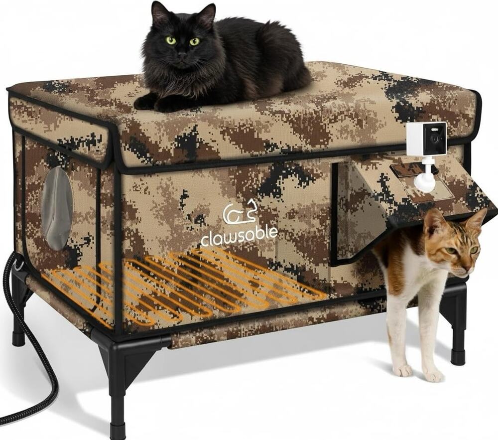 Clawsable Heated Outdoor Cat House 2K Camera